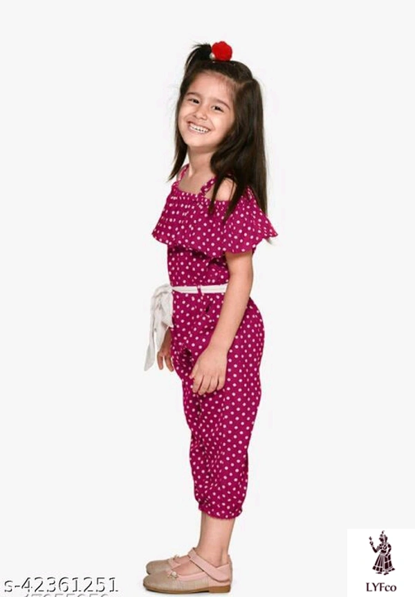 Catalog Name:*Stylish Kids Jumpsuits*Fabric: RayonSleeve Length: Short SleevesPattern: PrintedGender: GirlsMultipack: 1 - 3-4