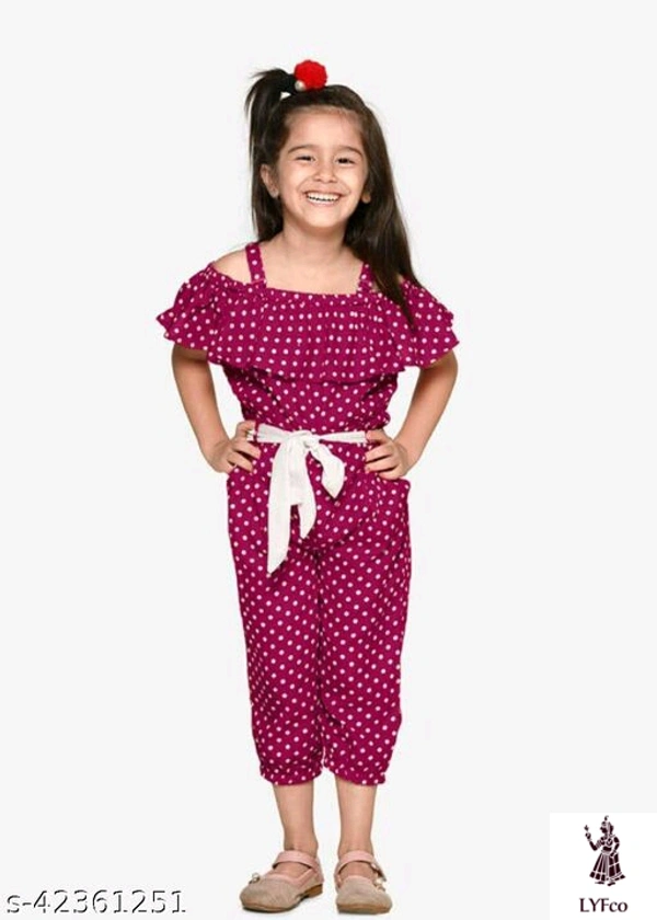 Catalog Name:*Stylish Kids Jumpsuits*Fabric: RayonSleeve Length: Short SleevesPattern: PrintedGender: GirlsMultipack: 1 - 6-7