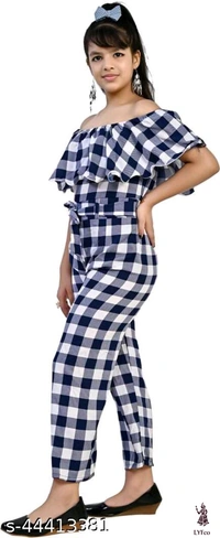 Catalog Name:*Stylish Kids Jumpsuits*Fabric: PolycottonSleeve Length: Short SleevesPattern: StripesGender: GirlsMultipack: 1 - 10-11
