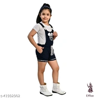 Catalog Name:*Princess Elegant Girls Dungarees*Fabric: Cotton BlendPattern: PrintedMultipack: Single - 3-4