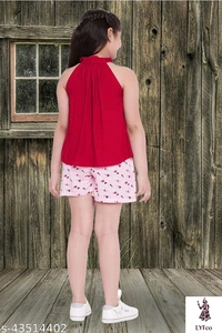 Catalog Name:*Pretty Elegant Girls Top & Bottom Sets*Top Fabric: PolyesterBottom Fabric: PolyesterSleeve Length: SleevelessTop Pattern: DyedBottom Pattern: PrintedMultipack: SingleAdd-Ons: No Add Ons - 13-14 Years