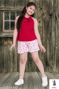 Catalog Name:*Pretty Elegant Girls Top & Bottom Sets*Top Fabric: PolyesterBottom Fabric: PolyesterSleeve Length: SleevelessTop Pattern: DyedBottom Pattern: PrintedMultipack: SingleAdd-Ons: No Add Ons - 13-14 Years