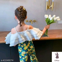 Catalog Name:*Flawsome Elegant Girls Top & Bottom Sets*Top Fabric: CottonBottom Fabric: CottonSleeve Length: Short SleevesTop Pattern: PrintedBottom Pattern: Self DesignMultipack: SingleAdd-Ons: Top/Tshirt - 5-6