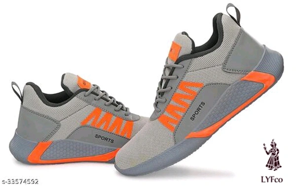 Catalog Name:*Latest Trendy Men Sports Shoes*Material: Syntethic Leather / MeshSole Material: EvaPattern: Solid - 6