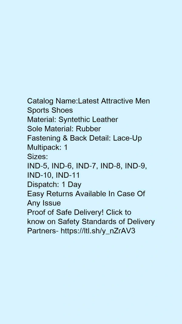 Catalog Name:*Relaxed Attractive Men Sports Shoes*Material: MeshSole Material: EVAFastening & Back Detail: Lace-UpPattern: SolidMultipack: 1 - 8