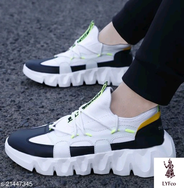 Catalog Name:*Latest Attractive Men Sports Shoes*Material: Syntethic LeatherSole Material: RubberFastening & Back Detail: Lace-UpMultipack: 1 - 9