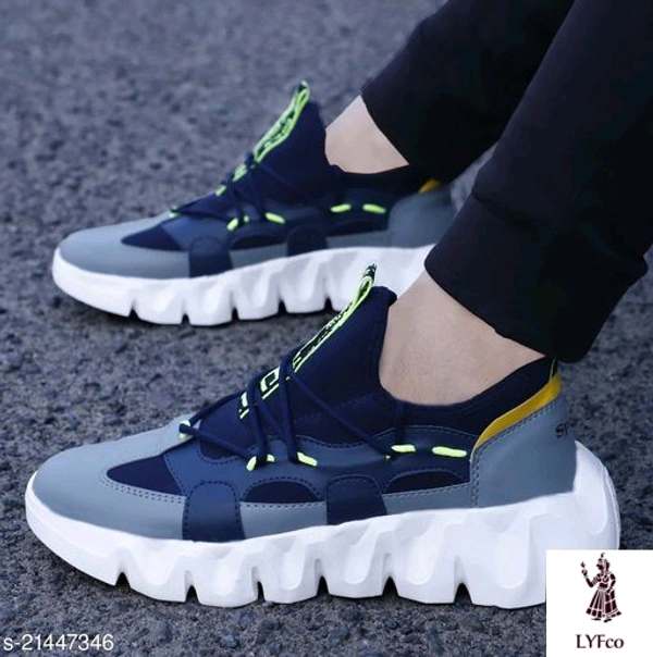 Catalog Name:*Latest Attractive Men Sports Shoes*Material: Syntethic LeatherSole Material: RubberFastening & Back Detail: Lace-UpMultipack: 1 - 9