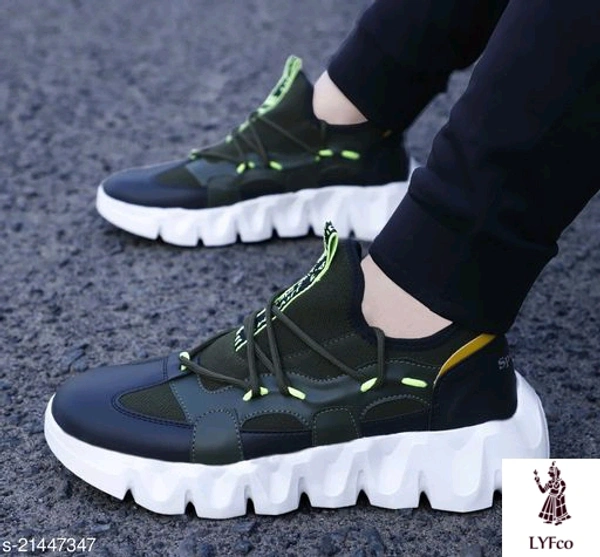 Catalog Name:*Latest Attractive Men Sports Shoes*Material: Syntethic LeatherSole Material: RubberFastening & Back Detail: Lace-UpMultipack: 1 - 7