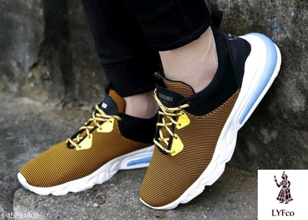 Catalog Name:*Latest Trendy Men Sports Shoes*Material: TextileSole Material: EVAFastening & Back Detail: Lace-UpPattern: StripedMultipack: 1 - 10