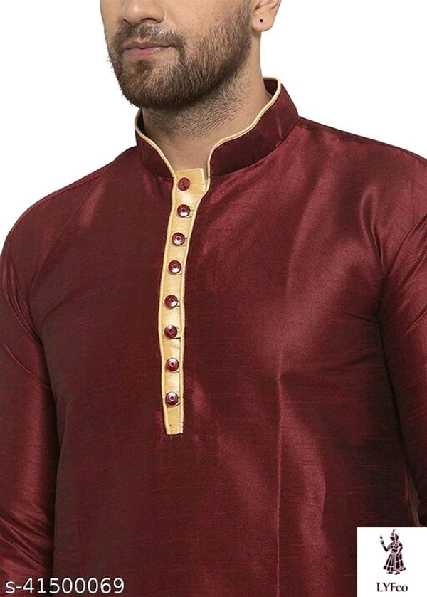 Catalog Name:*Classy Men Kurta Sets*Top Fabric: Silk BlendBottom Fabric: Silk BlendScarf Fabric: Silk BlendSleeve Length: Long SleevesBottom Type: DhotiStitch Type: StitchedPattern: Solid - XL