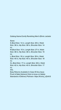 Catalog Name:*Comfy Ravishing Men's Ethnic Jackets* - S
