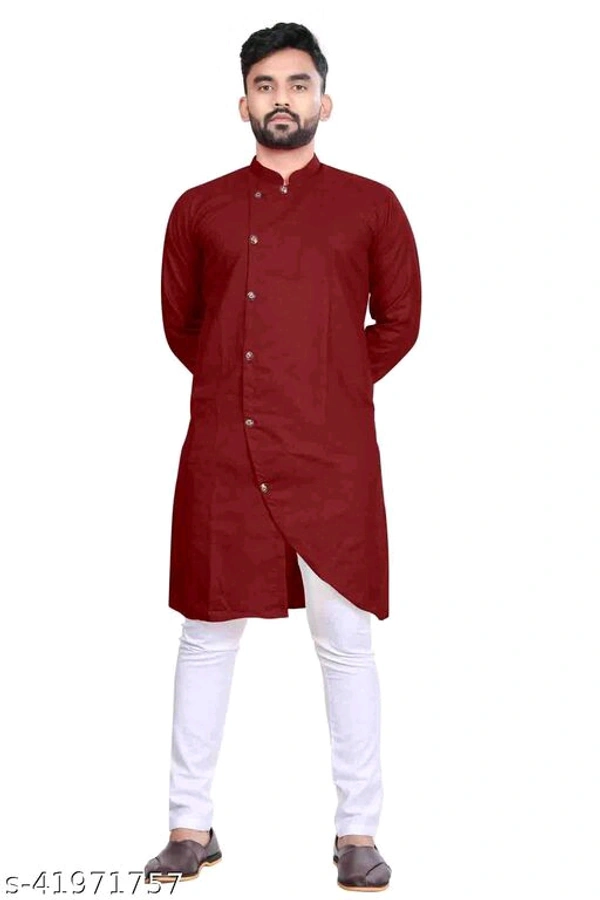 Catalog Name:*Elegant Men Kurta Sets*Top Fabric: CottonBottom Fabric: CottonScarf Fabric: No ScarfSleeve Length: Long SleevesBottom Type: Straight PajamaStitch Type: StitchedPattern: Solid - M