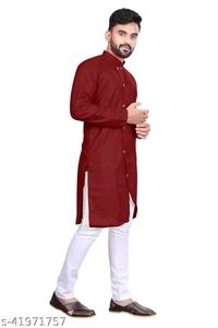 Catalog Name:*Elegant Men Kurta Sets*Top Fabric: CottonBottom Fabric: CottonScarf Fabric: No ScarfSleeve Length: Long SleevesBottom Type: Straight PajamaStitch Type: StitchedPattern: Solid - L