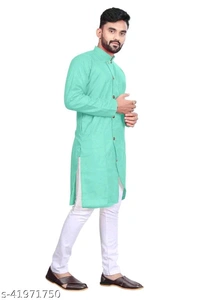 Catalog Name:*Elegant Men Kurta Sets*Top Fabric: CottonBottom Fabric: CottonScarf Fabric: No ScarfSleeve Length: Long SleevesBottom Type: Straight PajamaStitch Type: StitchedPattern: Solid - S