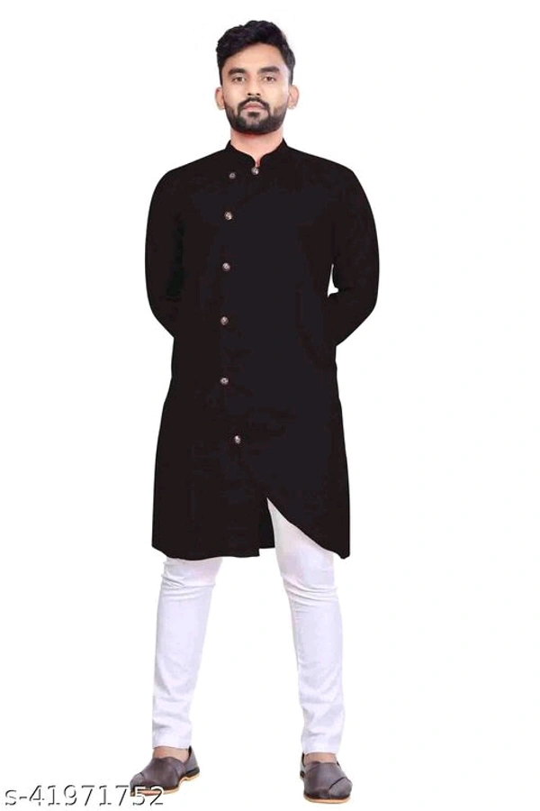 Catalog Name:*Elegant Men Kurta Sets*Top Fabric: CottonBottom Fabric: CottonScarf Fabric: No ScarfSleeve Length: Long SleevesBottom Type: Straight PajamaStitch Type: StitchedPattern: Solid - L