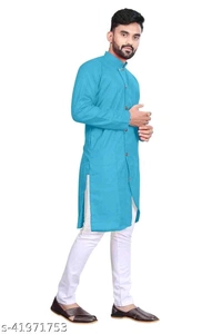 Catalog Name:*Elegant Men Kurta Sets*Top Fabric: CottonBottom Fabric: CottonScarf Fabric: No ScarfSleeve Length: Long SleevesBottom Type: Straight PajamaStitch Type: StitchedPattern: Solid - M