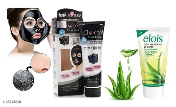 Charcoal Anti-Blackhead Peel Off  face Mask 130g With Elois Aloe Vera  Hair Removal Cream Product Name: Charcoal Anti-Blackhead Peel Off  face Mask 130g With Elois Aloe Vera  Hair Removal Cream Brand: A & YFlavour: UnflavouredMultipack: 2Skin Type: All Skin TypesType: CreamCapacity: 100gmCountry of Origin: India - free size