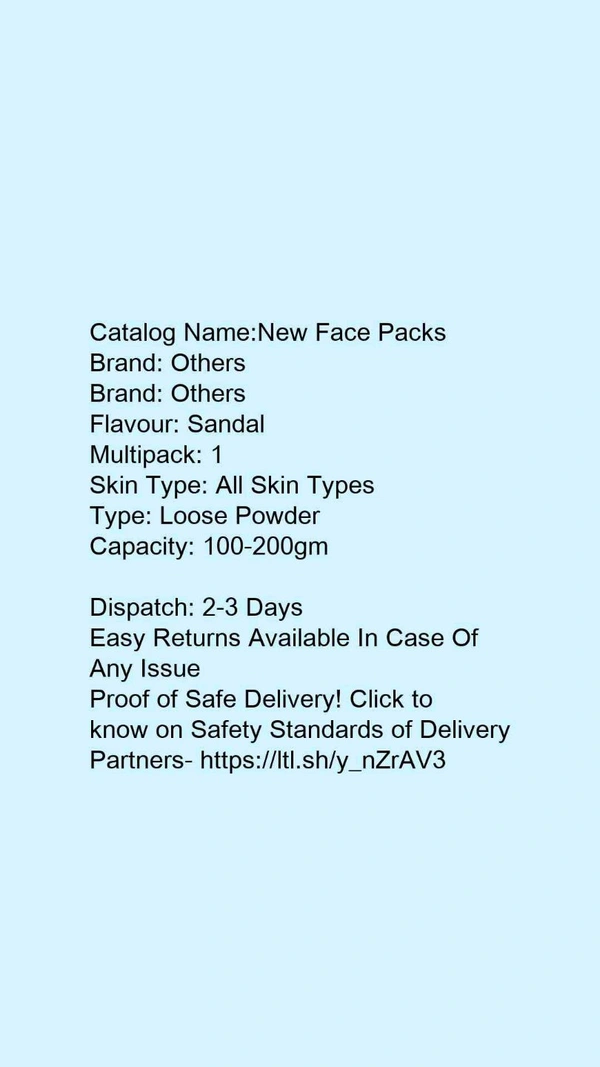 PURE ORGANIC AVARAMPOO ( SENNA AURICULATA )  FACE PACK - 200 ML PACK Product Name: PURE ORGANIC AVARAMPOO ( SENNA AURICULATA )  FACE PACK - 200 ML PACK Brand: OthersFlavour: SandalMultipack: 1Skin Type: All Skin TypesType: Loose PowderCapacity: 100-200gmCountry of Origin: India - free size