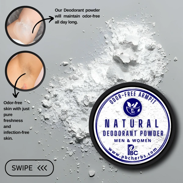 NATURAL DEODORANT POWDER ( UNDER ARM ) ODOUR FREE SKIN  - 50g