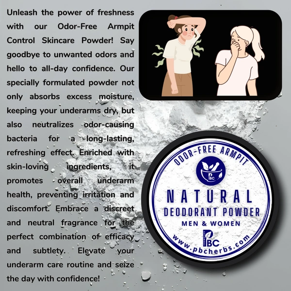 NATURAL DEODORANT POWDER ( UNDER ARM ) ODOUR FREE SKIN  - 50g