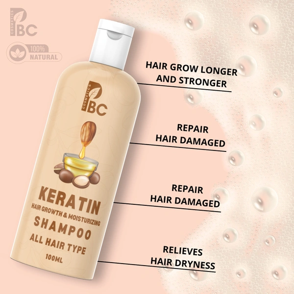 KERATIN SHAMPOO - (HAIR GROWTH & MOISTURIZING) - 100ml, All Hair Type, Men & Women