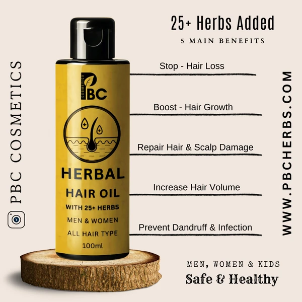 HERBAL HAIR OIL - 100ml - Flip Cap, All Hair Type, Men, Women & Kids