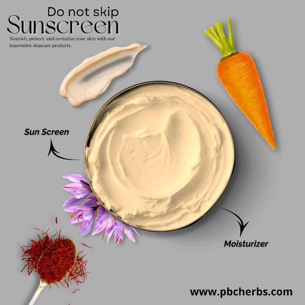 Saffron Carrot sunscreen for face  - All Skin Type, Men & Women ( Customized ), 50g - pre jar