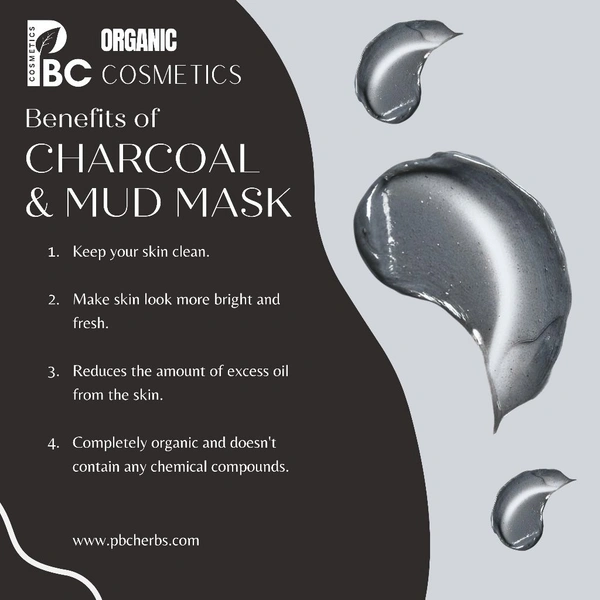 Charcoal & Mud Facial Mask - 50g - White CS -Jar