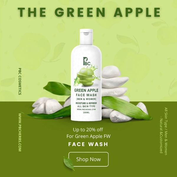 Green Apple Face Wash  - 100ml - Flip Cap Bottle, Men & Women, 100ml