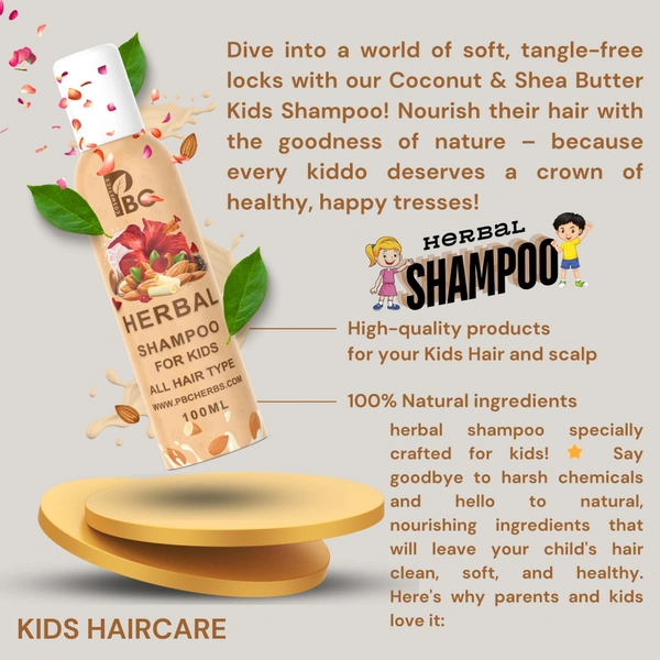 HERBAL SHAMPOO FOR KIDS  - 100ml, Weekly Twice, All Hair Type, Kids