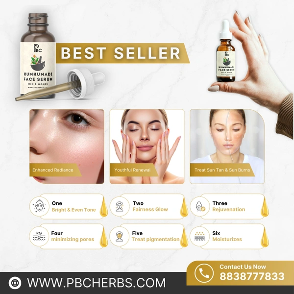 Kumkumadi Face Serum - 15ml, Daily Use, All Skin Type ( Customized ), Men & Women