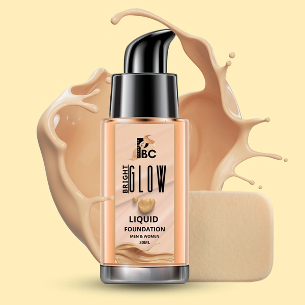Bright Glow Liquid Foundation - 30ml, Daily Use, All Skin Type, Men & Women