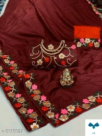 Bhavina Women Dola Silk Saree with full Embroidery handbag
