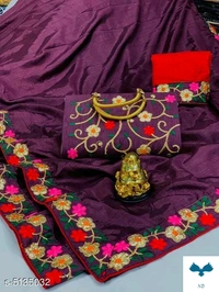 Bhavina Women Dola Silk Saree with full Embroidery handbag