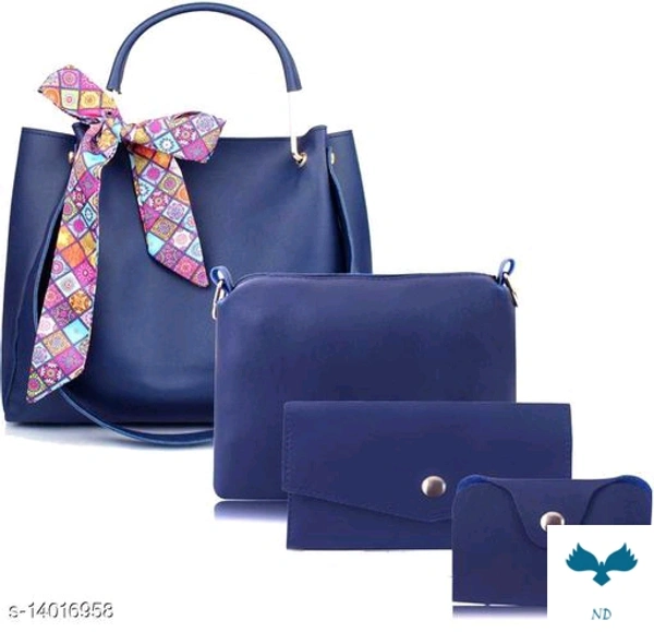 Trendy Women's Black PU Handbag set