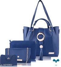 Trendy Women's Black PU Handbag set