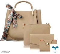 Trendy Women's Black PU Handbag set
