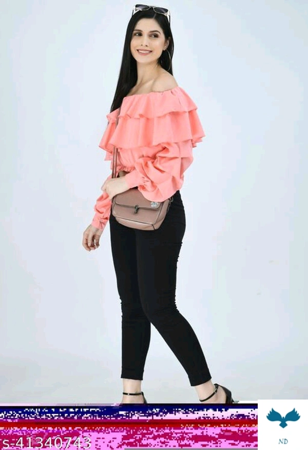 Solid Black Off Shoulder Top for Women - M