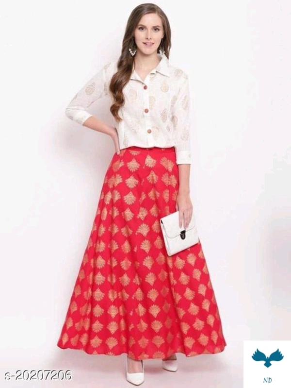 Trendy Elegant Women Ethnic Skirts and Tops - S