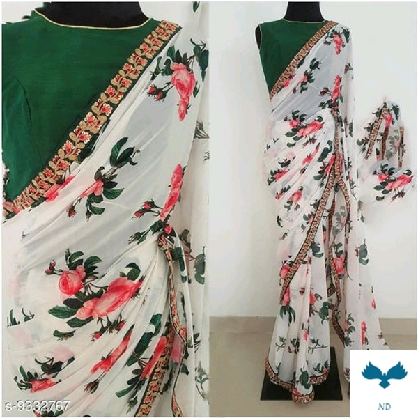 Heavy Lace Work Georgette Saree