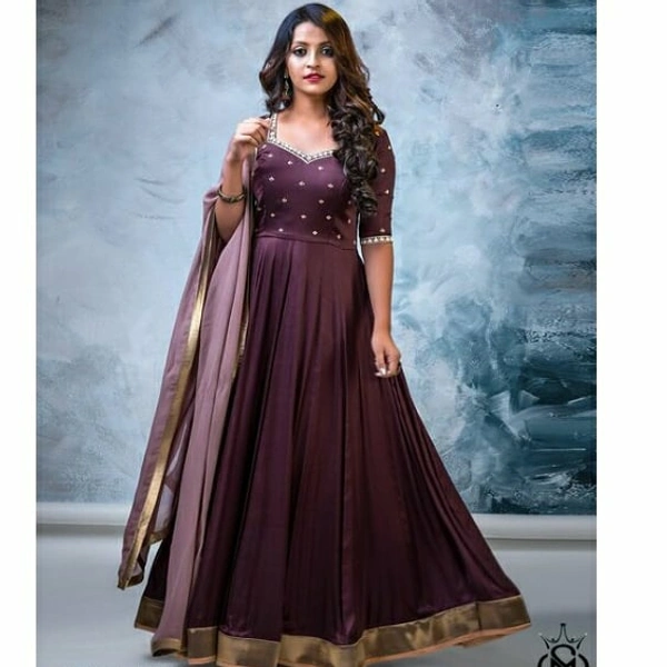 New Anarkali Floor Touch Gown With Duppata - S, maroon