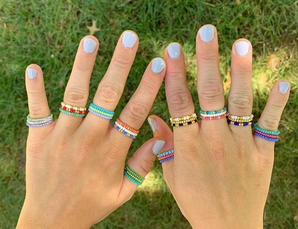 Beaded Rings - white