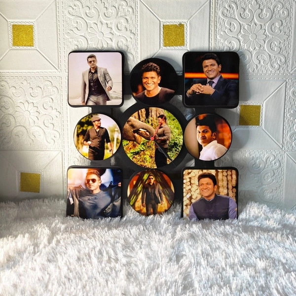 9 Pics with Clock - MDF Wall Collage Frame - SKU500