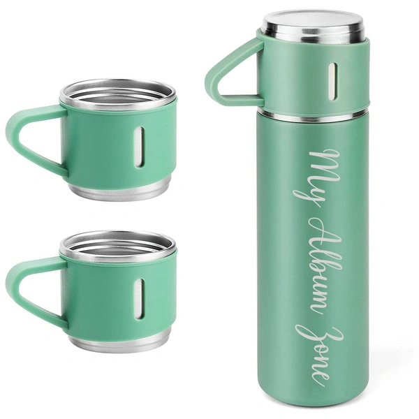Vacuum Flask with 3 Cups Gifting set - Green Color