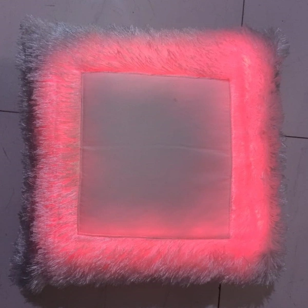 Yellow LED Fur Pillow - Square Shape