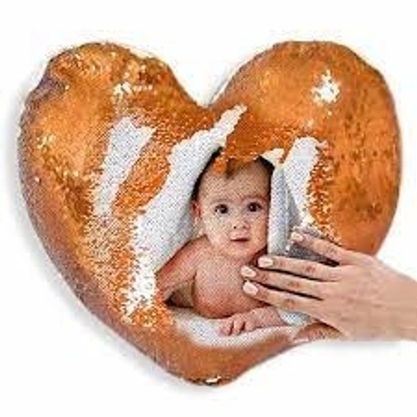 Sequin Magic Pillow - Red - Heart Shape