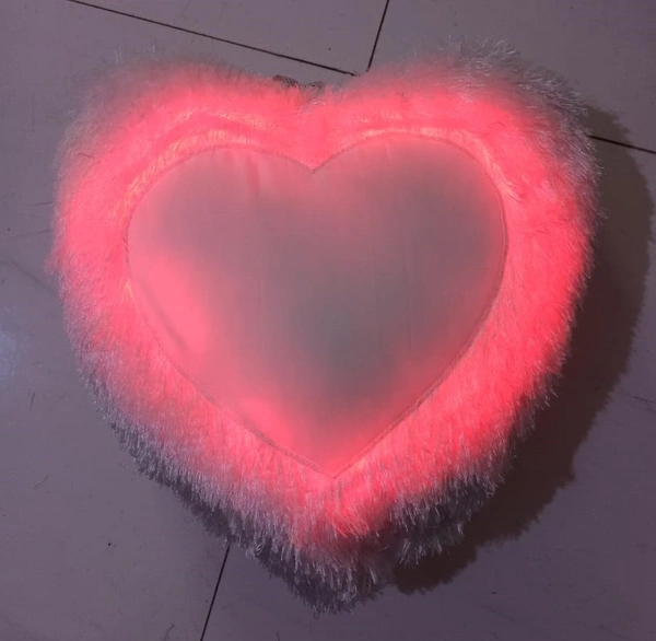 RGB LED Fur Pillow - Heart Shape