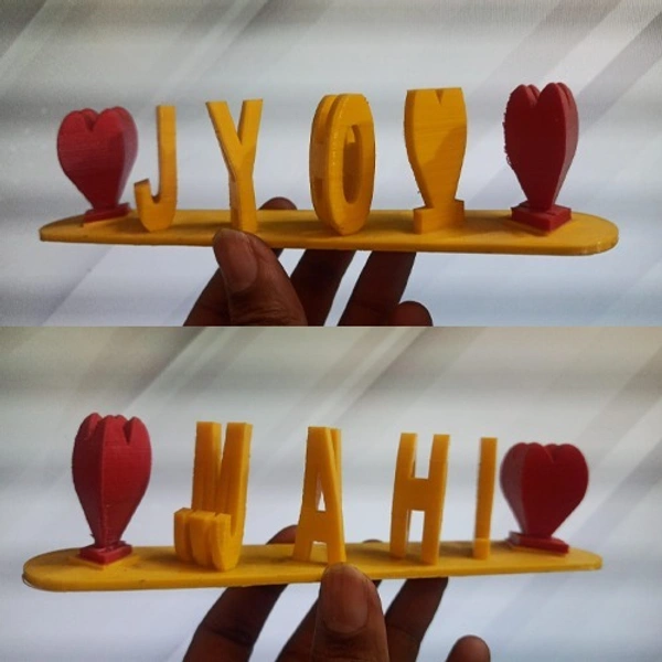 Flip Name with Yellow Letters And Red Hearts