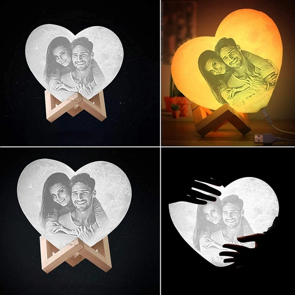 12cms RGB Light  Heart Shape Moon Lamp