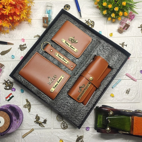 Gents 4 pc Wallet Combo - Tan Brown